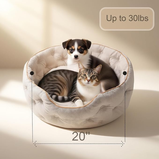 Cute Cat Beds Kitten Beds，Small Dog Beds, Washable Pet Beds for Puppy and Kitty, 20 Inch