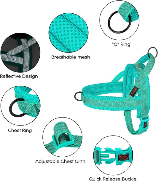 Didog No Pull Dog Harness with Breathable Mesh Padded, Full Reflective & Quick Fit Adjustable Vest Harness, Easy for Training Walking for Small & Medium and Large Dogs (Green, M:Chest 21-26")