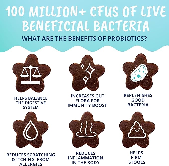 Under The Weather Pet Probiotic Chews for Cats | Promotes Normal Digestion, Balances Healthy Gut Health | 60 Star Shaped Soft Chews