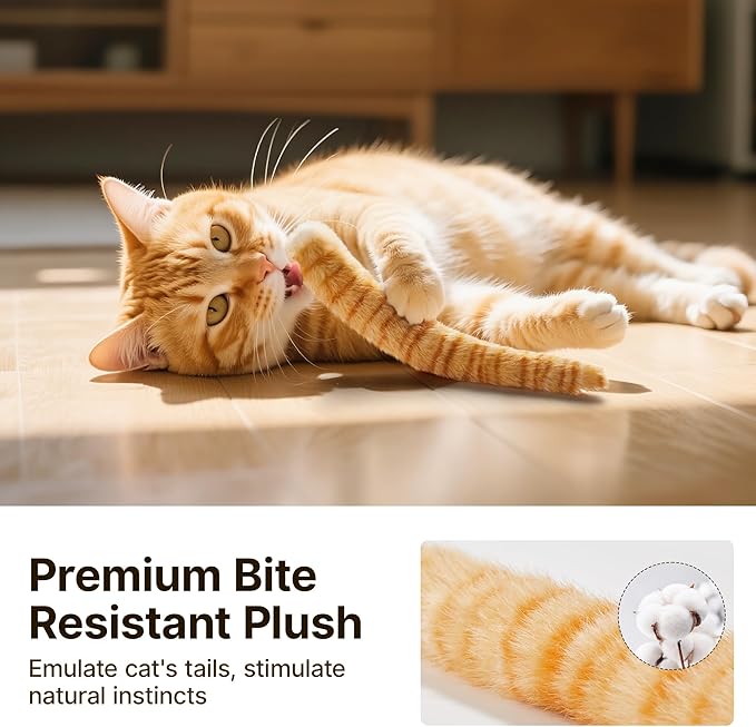 Potaroma Lifelike Tail Simulation Cat Toys, Pack of 3, Fluffy Durable, Crinkle Sound with Catnip Inside, Interactive Indoor Kitten Kicker for Kitty Exercise 9.8 Inches