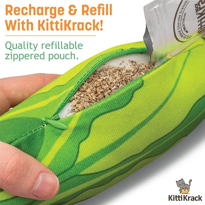 KittiVeggi 2-Pack Organic Silvervine Catnip Substitute Toys for Cats & Kittens | 100% All-Natural Wild Harvested Silvervine | 2 Refillable Vegetable Kicker Cat Toys