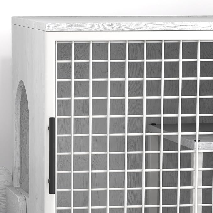 Cat Litter Box Furniture, Modern Cat Cabinet with Side Door, Double Layer Hidden Litter Box Enclosure & Pet House, Villa Style Cabinet with Side Door and Ladder for Indoor Cats