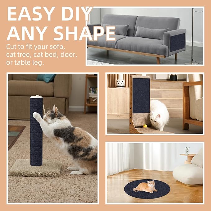 Anti Cat Scratch Furniture Protector, 10 Pack | 11.8" X 15.7" / Per | Self-Adhesive Cat Scratching Mat for Couch, Wall, Door, DIY, Durable, with 40 Twist Pins(Dark Grey)