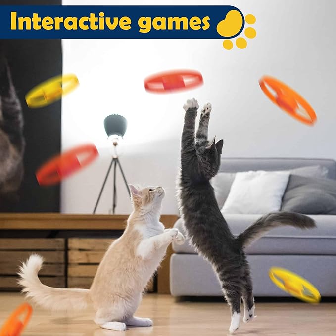 18 PCS Cat Fetch Toy with Colorful Flying Propellers Set, Cat Playing Tracking Interactive Toys for Kitten Chasing Training Hunting