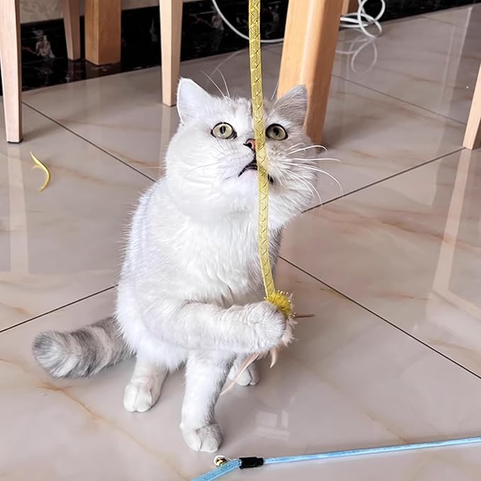 IUHKBH Cat Wands, 3 Colors Mesh Tube Teaser Toys Cute Kitten Wand Interactive Kitty Toy Safe Cat Stuff for All Breed Sizes