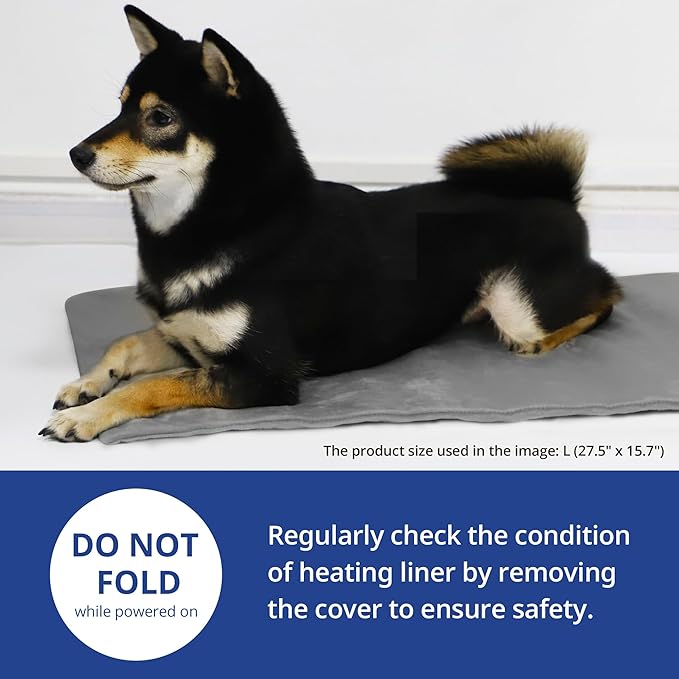 NICREW Pet Heating Pad for Dogs and Cats, Heated Dog Bed with Steel-Wrapped Cord and Soft Fleece Cover, 27.5 x 15.7 Inch, 50 Watts