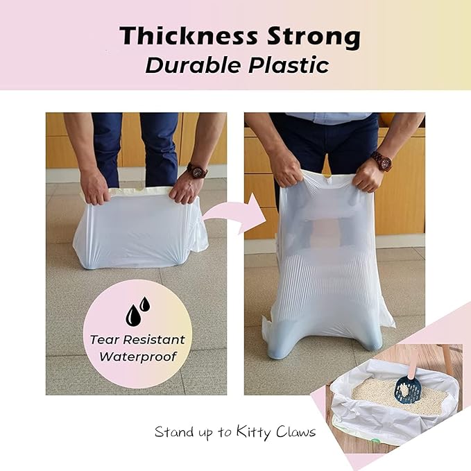 Cat litter Box Liners,30 Count 37" x 19" Large Extra Durable Heavy Duty Litter Pan Liner Bags with Drawstring for Pet Cat Litter Box Tray (Unscented)