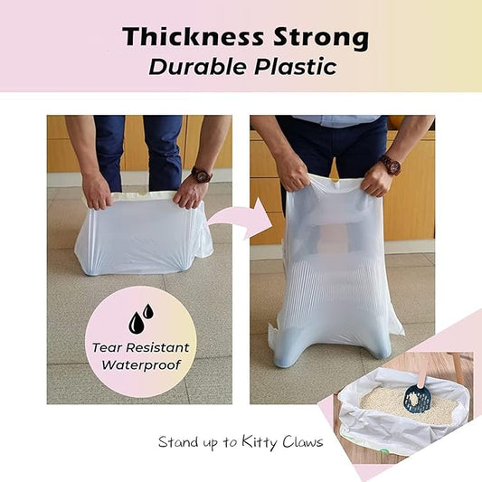 Cat litter Box Liners, 30 Count 46" x 19" XXL Heavy Duty Litter Tray Liner Bags with Drawstring for Extra Large Cat Litter Box