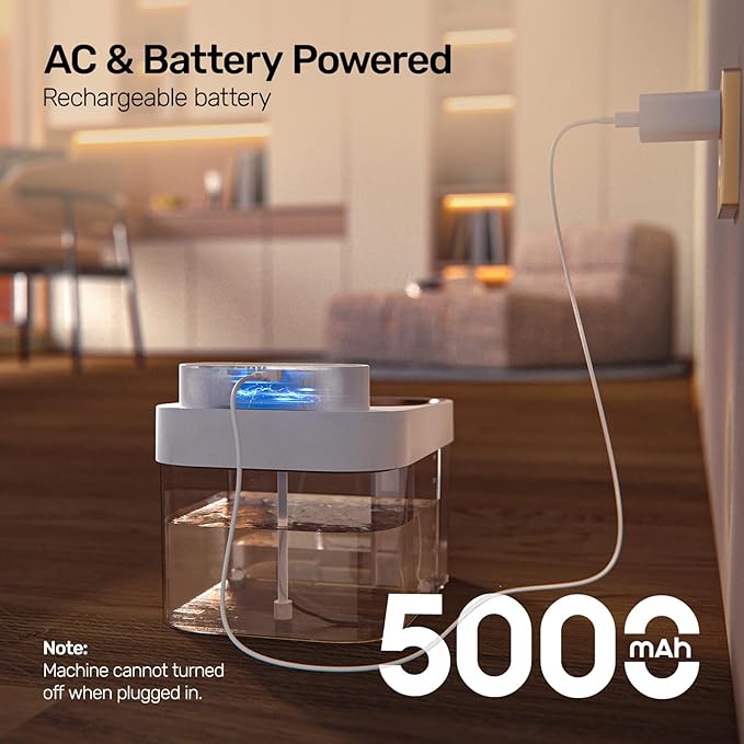 Cat Water Fountain, No Filter Cotton, App Monitoring Wastewater Separation Pet Water Fountain, 5000mAh Battery & Plug-in, 3L/101oz Wireless Automatic Water Dispenser for Cats Indoor, 2.4G Wi-Fi