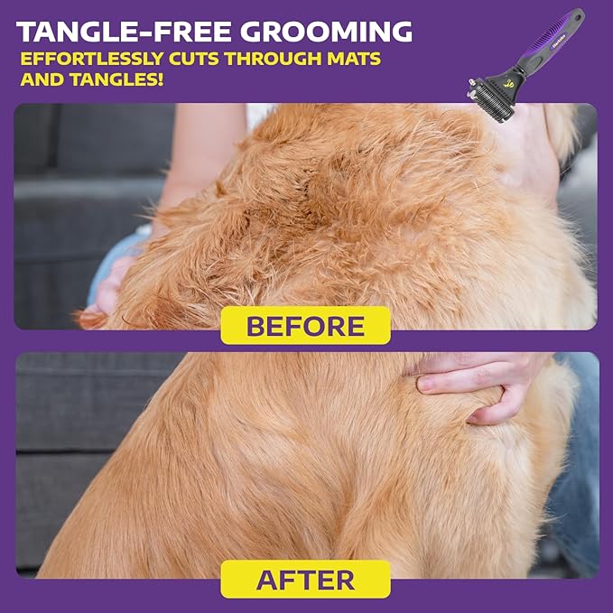 Hertzko Cat Dematting Tool Double Sided Dog and Cat Dematting Comb - for All Pets - Effortlessly Removes Tangles, Mats, and Loose Fur - Safe, Easy Grooming for Cats and Dogs