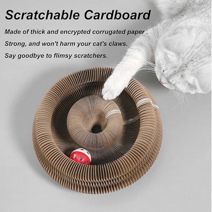 Kitty Kurlz Cat Toy,Magic Organ Cat Toys,Magic Organ Cats Scratcher Board,Foldable Recyclable Accordion Toys with Ball for Cats Indoor(1pc)