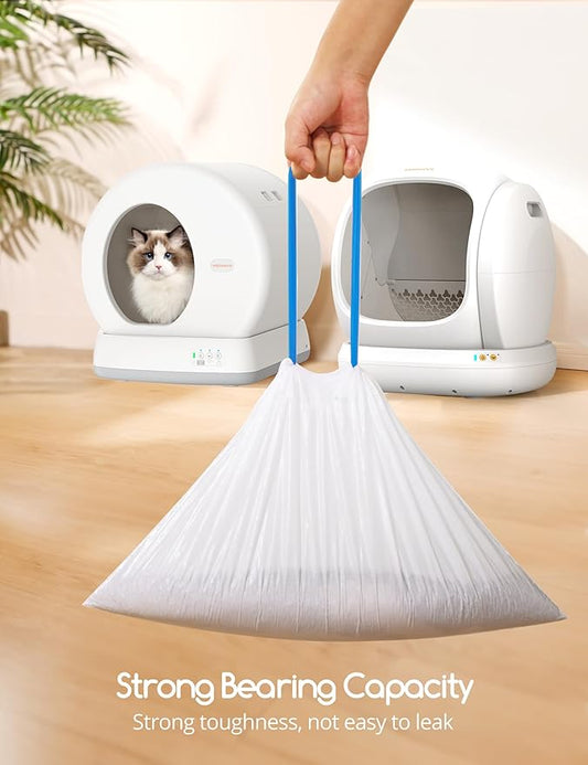 MeoWant Cat Litter Box Liners, Drawstring Receptacles Bags Thickened Waste Bag for MeoWant MW-SC01/MW-SC02 Automatic Cat Litter Box, 20pcs