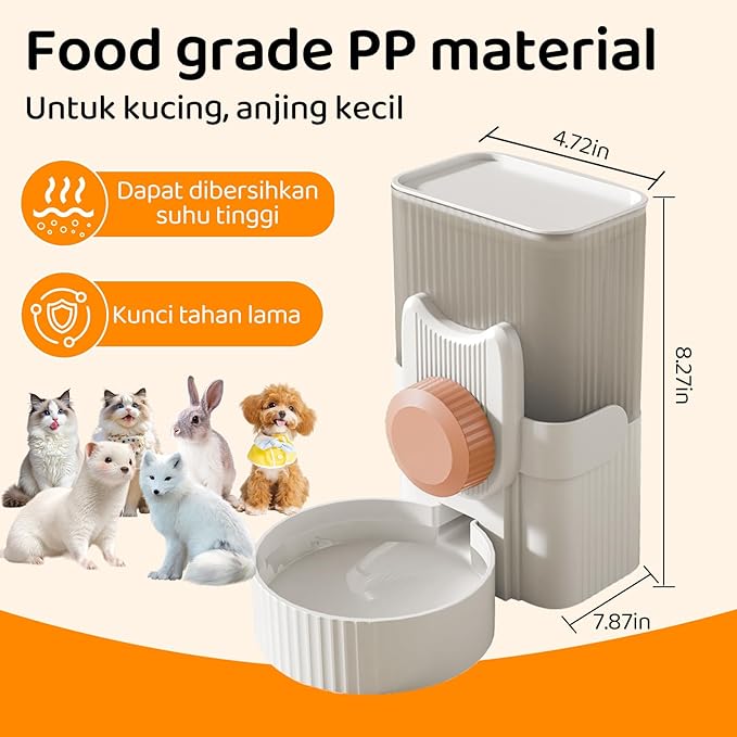 Gravity pet Food Automatic Dispenser: Small pet Feeding cage Feeder Tray - 1L Automatic pet Feeder and Sink kit, Suitable for Cats, Puppies, Rabbits, Ferrets (Blue)