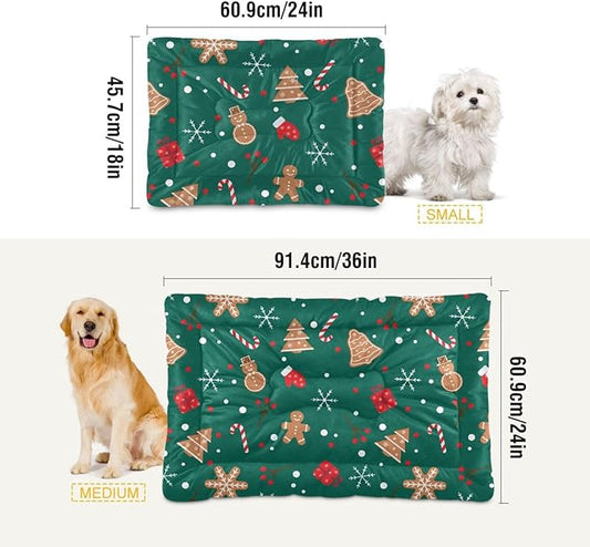 Pet Bed Christmas Snowman Gingerbread Dog Bed Mat Absorbing Non Slip Pad Pet Sleeping Mat for Small, Medium, and Large Dogs Puppy Cat 36 in x 24 in
