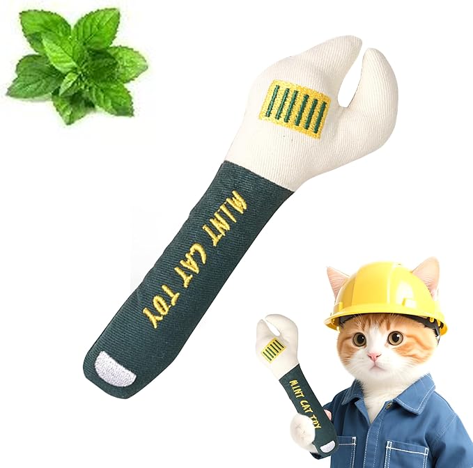 Funny Wrench Cat Toy with Catnip – Interactive Plush Chew Toy for Teething Kittens & Indoor Cats, Perfect for Paws-On Play