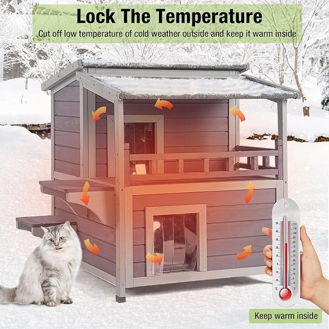 Gutinneen Cat House Outdoor Kitty Shelter Waterpfoor for Winter, Indoor & Outdoor Use