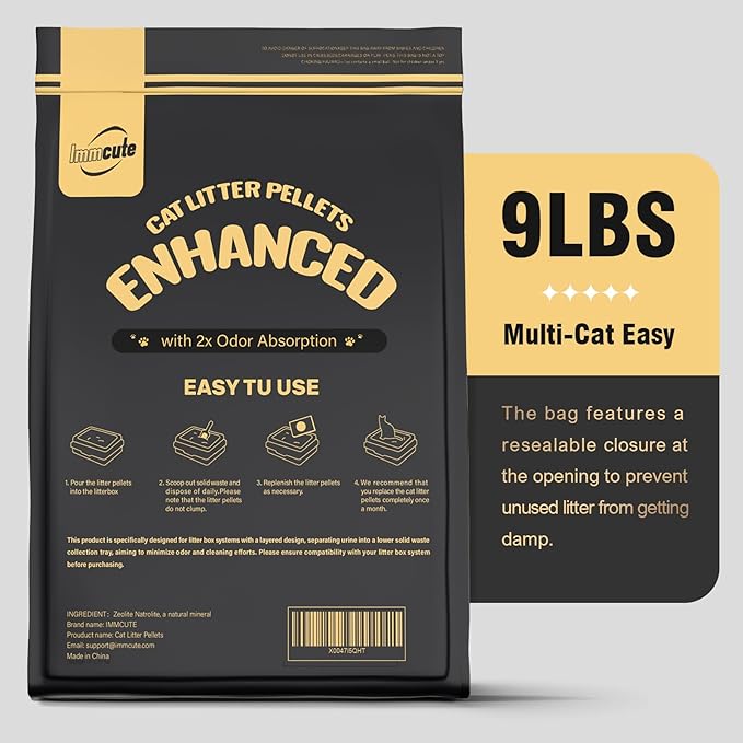 Enhanced Cat Litter Pellets 18 lbs, Long-Lasting Odor Control, Generic Litter Pellets Refills Exclusively for Dual-Layer Litter Box Systems, Zeolite, Non-climping, Not Low-Tracking