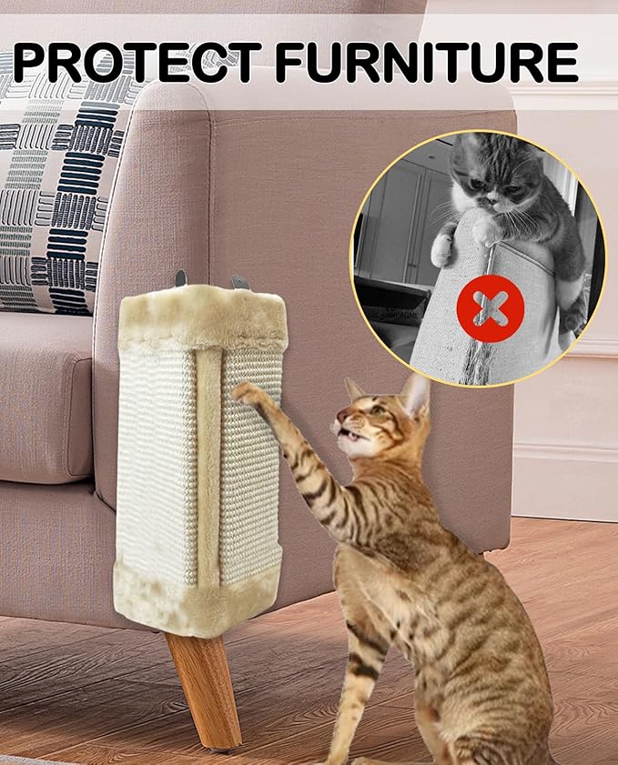 VCEPJH 2 Pack Corner Cat Scratcher Natural Sisal Wall Mounted Scratching Boards Kitty Scratch Pads for Indoor Cats Resistant Furniture Protector for Door Couch Sofa