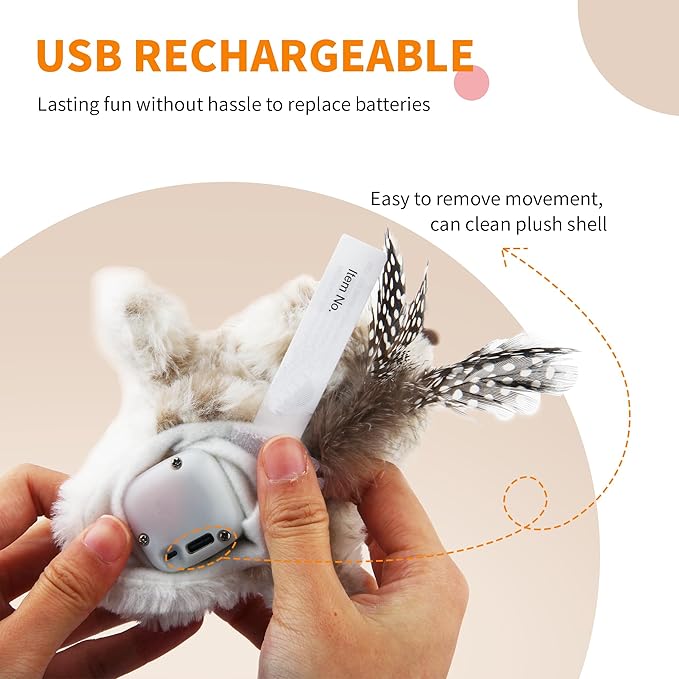 Gigwi Flappy Bird Cat Toy For Indoor Cats, Rechargeable Lifelike Sandpiper Interactive Flapping Bird Cat Toy Tweet, Flapping Wings & Lively Chirping, Catnip Toys For Kitten, Touch Activated (Princess)