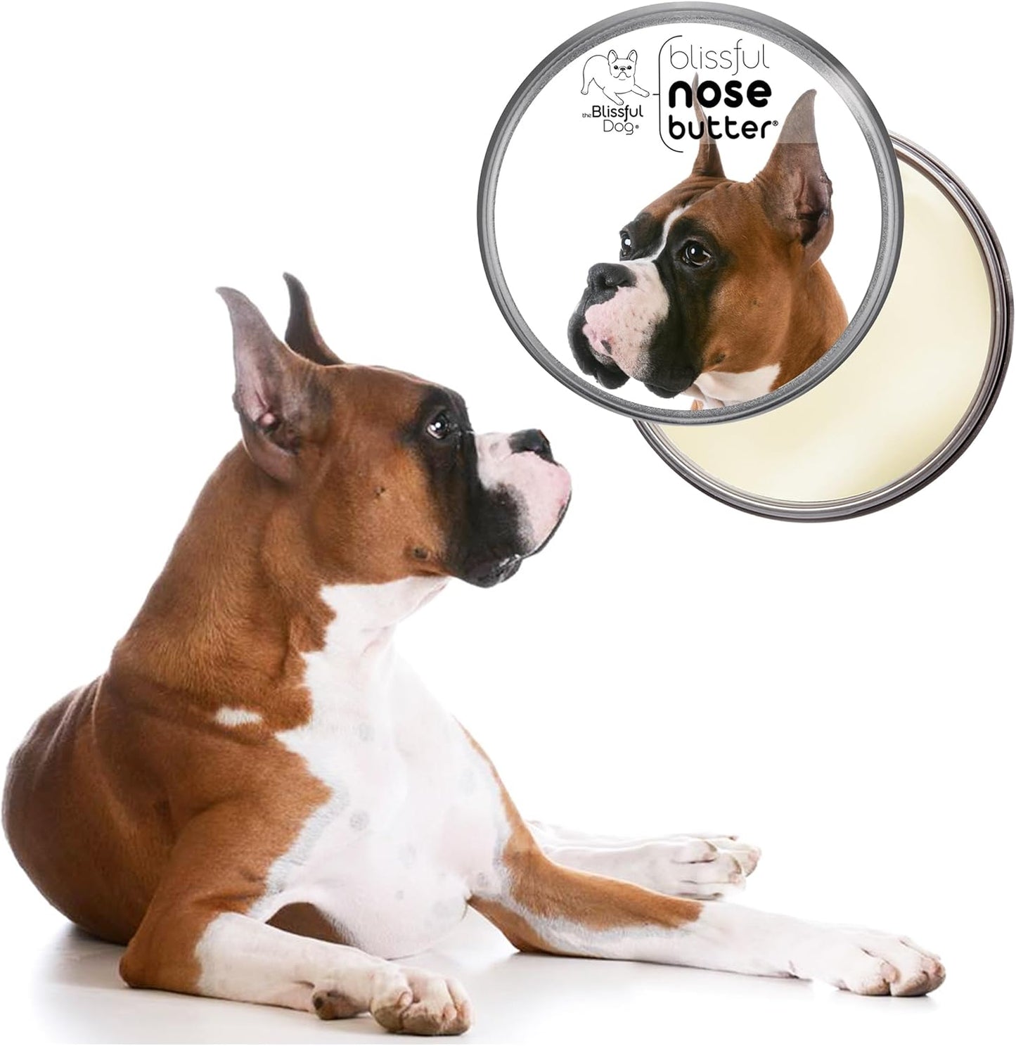 The Blissful Dog Show Boxer Nose Butter for Dry, Cracked Skin, Lick-Safe Dog Nose Balm with Moisturizing Shea Butter, Almond, Olive, and Essential Oils, Pet Supplies, Uncented, 2 oz.