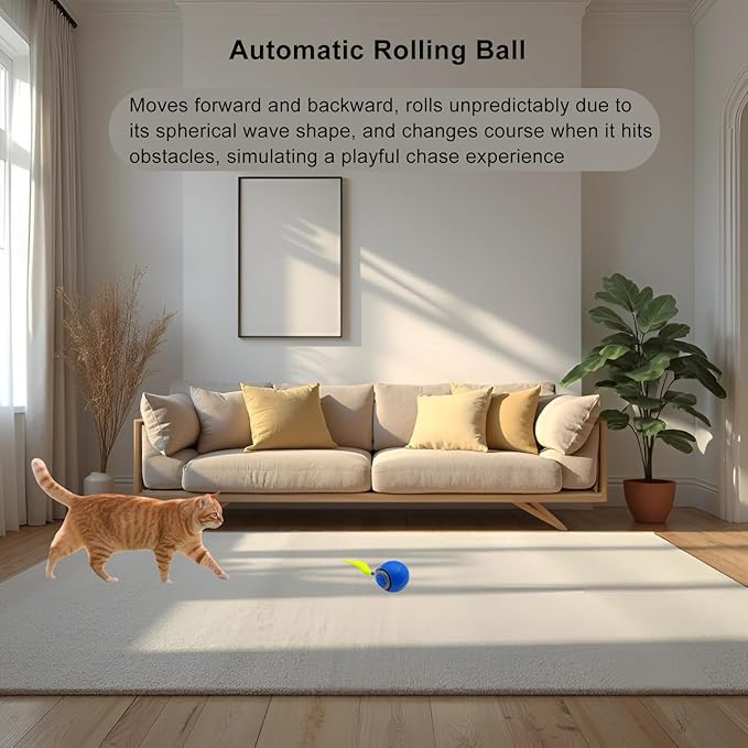 Speedy Ball 2.0 with Tail, Interactive Toys for Bored Indoor Cats Enrichment, Automatic Rolling Ball Kitten Exercise, Turbo Funny Self Play Moving Flying Toy 3.0, Electronic Pet Chase Mouse Games