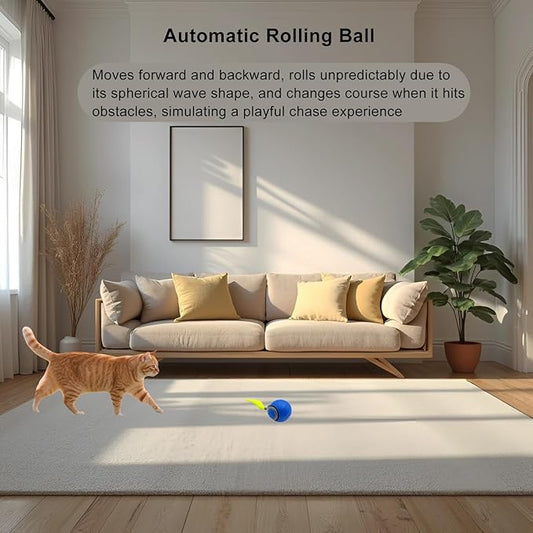 Speedy Ball 2.0 with Tail, Interactive Toys for Bored Indoor Cats Enrichment, Automatic Rolling Ball Kitten Exercise, Turbo Funny Self Play Moving Flying Toy 3.0, Electronic Pet Chase Mouse Games