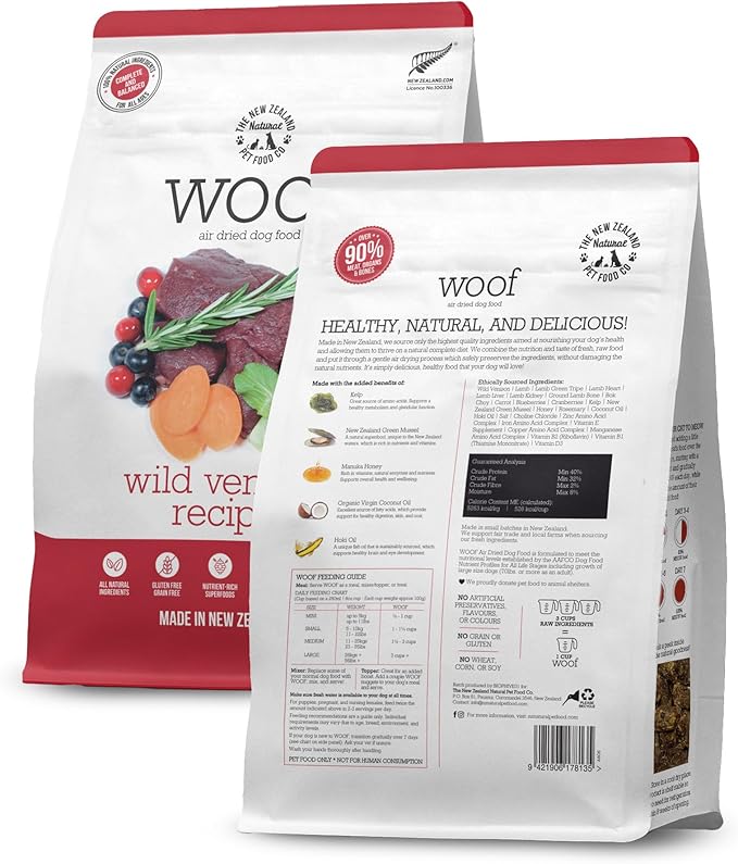 The New Zealand Natural Pet Food Woof Venison Air Dried Food 26.5oz