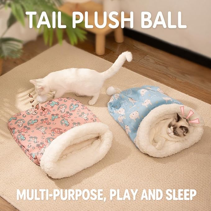 Cozy Pet Nest for Cats, Cozy Pet Nest for Cats and Dogs, 2025 New Winter Sleeping Bag with Thickened Pockets, Cat Bed Cave Sleeping Bag,Self Warming Pad Sack for Kitten/Puppy (A, 14 * 18in)
