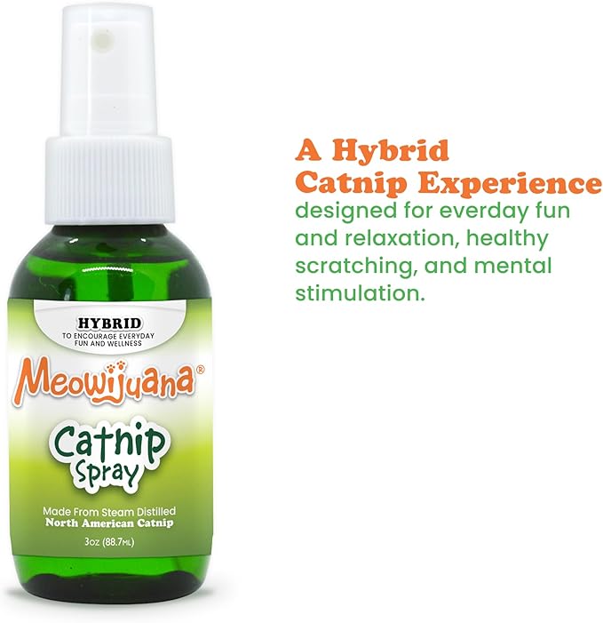 Meowijuana Premium Catnip Spray - 3 oz. | High Potency Formula | Natural Formula for Pet Owners & Multi-Cat Households | Enhance Playtime & Relaxation | Perfect for New Cat Owners