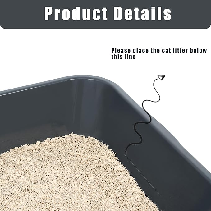 1 Pack of Extra Large Cat Litter Box (ABS Material), Low Entry Senior Litter Pen for Geriatric Kitty Big Cats, Jumbo Pet Safe Litter Boxes for Indoor Pets Potty (Light Brown, 24" L x 20" W)