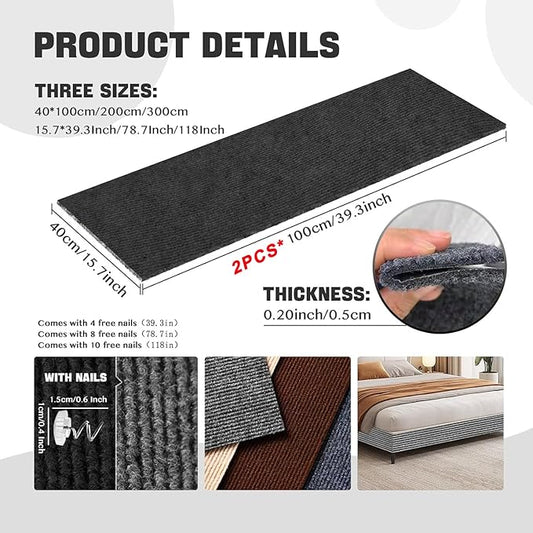 Cat Scratching Climbing Carpet Mat, Adhesive Trimmable Cat Post Covered Pad Replacement for DIY Cat Tree Shelf Couch Corner Wall Cat Scratcher Furniture Protector (Black, 78.7x15.8In)