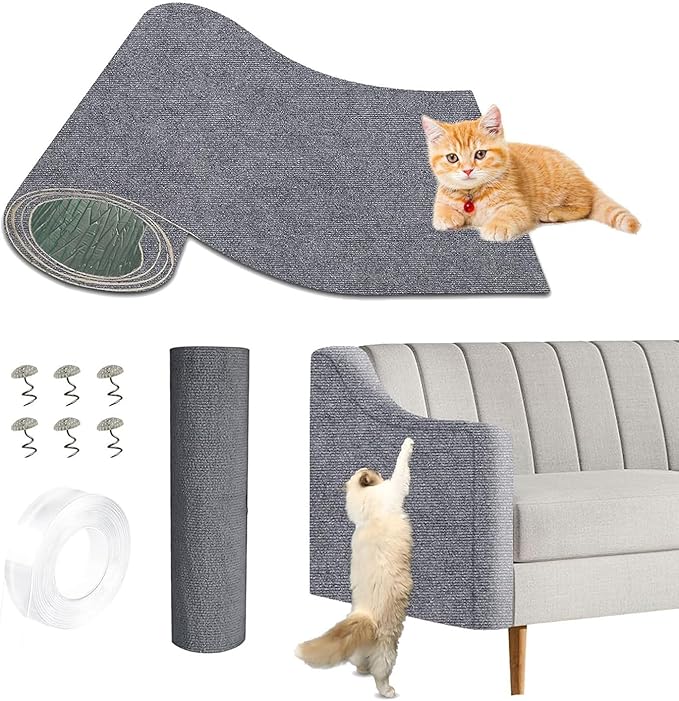 78.7"x15.8" Cat Furniture Protector - Trimmable Self Adhesive DIY Climb Cat Scratch Mat for Cat Tree Shelves and Post, Cat Scratch Pad Furniture Protectors from Cats Scratching