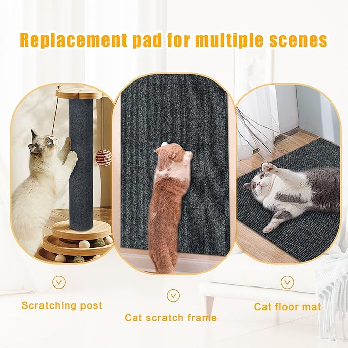 Cat Scratch Mat,118.5"x17.4" Trimmable Self-Adhesive Cat Scratch Furniture Protector, Sticky Cat Scratcher Wall Mat, Covering Cats Tower, Couch Protector from Cats Claws (Dark Grey)