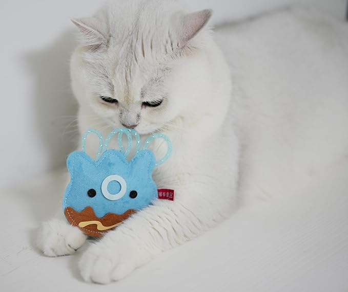 ROHOME Catnip Toys for Cat,Kitten Chew Teeth Cleaning Toy,Interactive Plush Toys for Swatting and Playing，Cute Octopus Cat Toy (Blue)