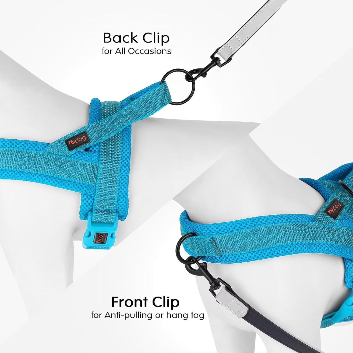 Didog No Pull Dog Harness with Breathable Mesh Padded, Full Reflective & Quick Fit Adjustable Vest Harness, Easy for Training Walking for Small & Medium and Large Dogs (Blue, L:Chest 26-32")