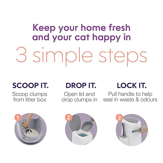 Litter Genie Style PailCat Litter Box Waste Disposal System for Odor Control Includes 1 Square Refill Bag