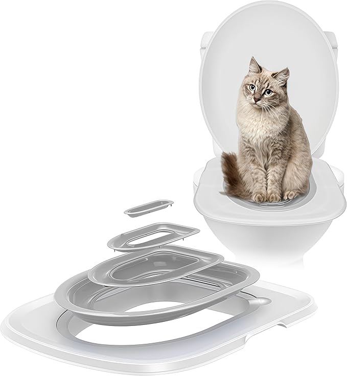 Cat Toilet Training Kit, Toilet Training for Cats,Professional Cat Urinal Reusable Kit System Trainer Seat Tool Pet Cleaning Most Toilets with Extra Tray Environment
