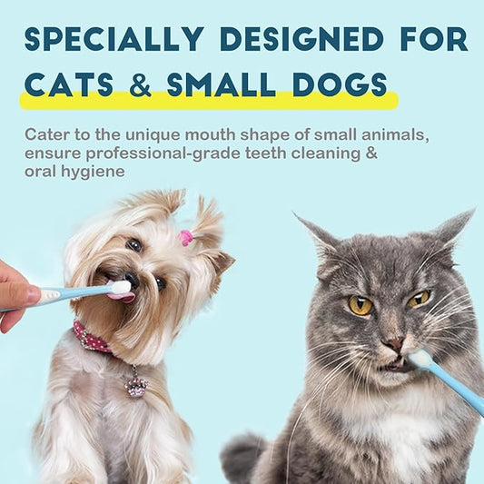 Small Dog Toothbrush, Cat & Puppy Tooth Brushing Kit, Ultra Soft & Mini Head Teeth Brush for Kitten & Tiny Pet, Doggy Toothbrushes Deep Dental Cleaning, 2 PCS - Pink Color