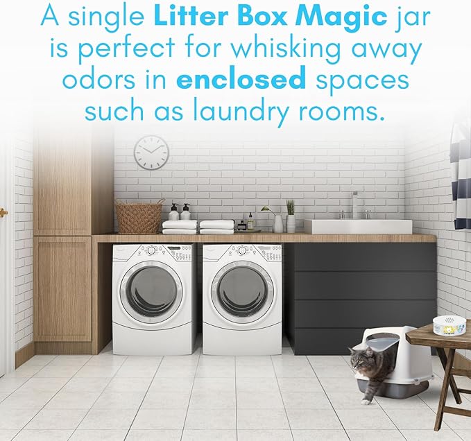 Cat Litter Deodorizer Jar (1 Fresh Scent and 1 Fragrance Free, 16 Oz, Pack of 2) - Cat Litter Odor Absorber Gel - Litter Box Pet Air Freshener - Litter Odor Eliminator to Freshen Air