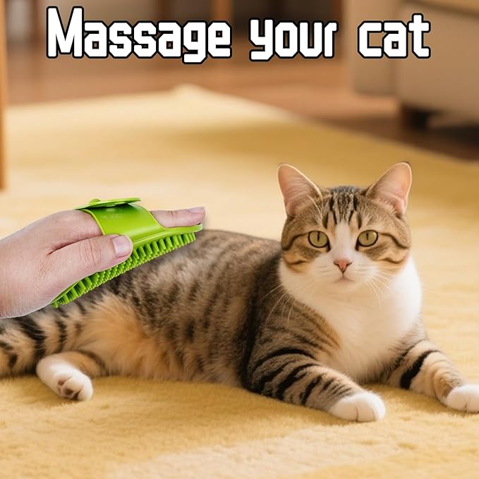 4PCS Cat Self Groomer Silicone, Cat Corner Chin Scratcher, Rubber Face Grooming Brush for Indoor Cats, Self Groomer Wall Brush for Sofa Table Legs Scratching Post Use Pet Supplies, Green Yellow Pink