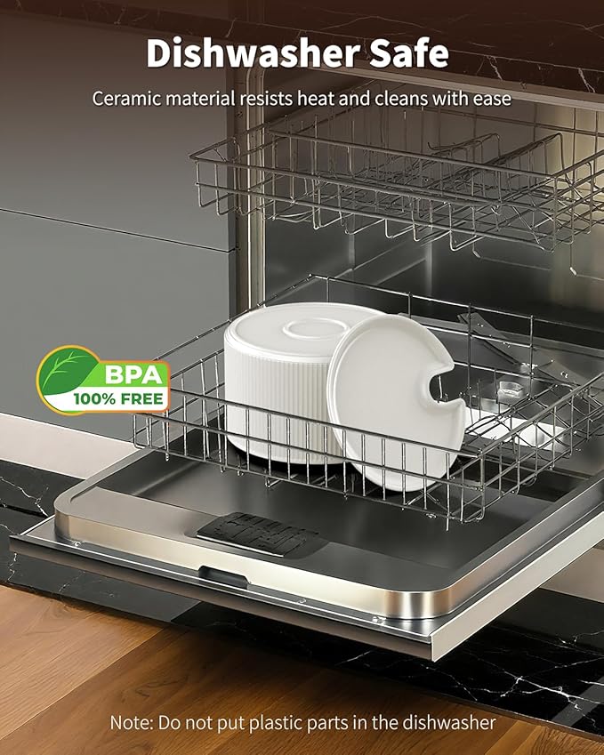 Ceramic Cat Water Fountain, 2.2L/74oz Automatic Pet Water Fountain, Cat Dispenser Ideal for Cats, Dogs and Multiple Pets