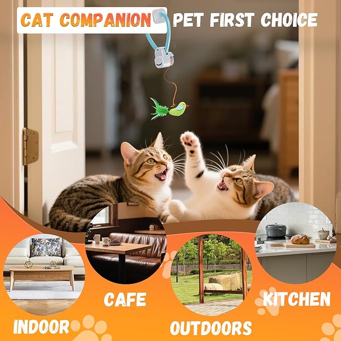 Interactive Cat Toys for Indoor Cats Automatic Electric Flying Bird Feather Cat Toy - Best Kitten & Adult Cat Enrichment Toy Hanging Electric Kitty Toys for Bored Cats