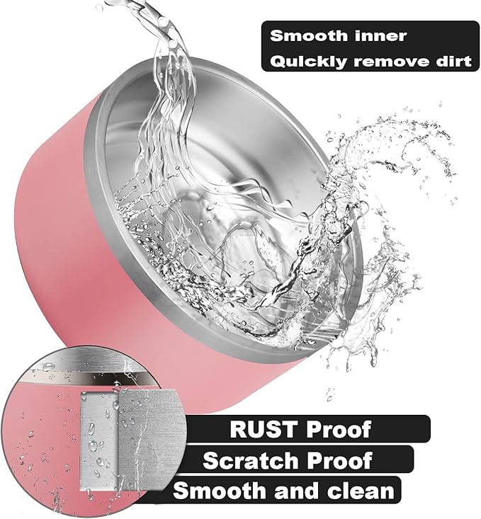 Custom Personalized Dog & Cat Bowls - Stainless Steel Non-Slip Water & Food Dishes - Easy to Clean, Dishwasher Safe - Small, Medium, Large Sizes (Pink)