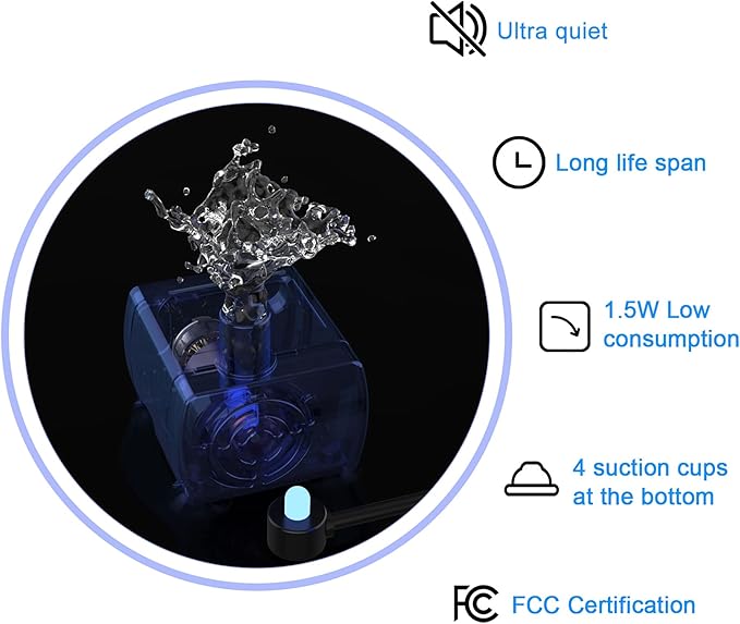 Cat Water Fountain Stainless Steel, 84oz/2.5L Automatic Pet Water Fountain with Water Level Window and LED Light for Water Shortage Alert