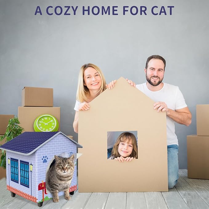 Elevated Cat Houses for Indoor/Outdoor Covered Kitten Beds Feral Cat Shelter Hideaway Bed Easy to Assemble