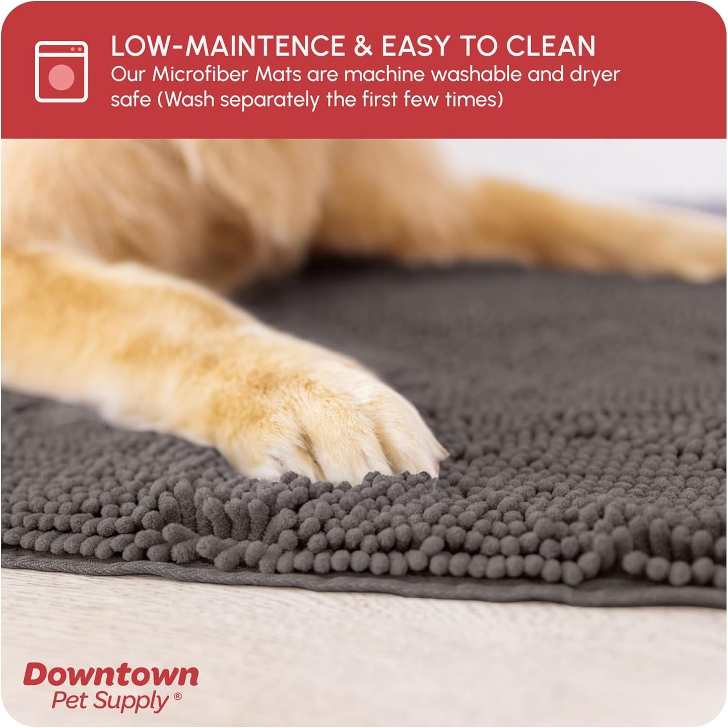 My Doggy Place Microfiber Dog Mat for Muddy Paws, 8' x 2' Ash - Non-Slip, Absorbent and Quick-Drying Dog Paw Cleaning Mat, Washer and Dryer Safe - Hallway Runner