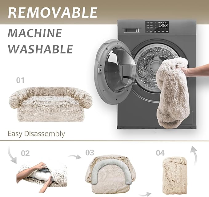 Calming Dogs/Cats Bed Mats, Dog Pad Washable Removable Couch Cover, Plush Long Fur Mat for Pets, Waterproof Lining, Perfect for Small, Medium and Large Dogs and Cats (Gradient Brown, 31"x23")