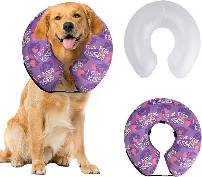 CuteBone Inflatable Dog Neck Donut with Removable Soft Fleece Covers for Small/Medium/Large Dogs and Cats After Surgery GWB06XL