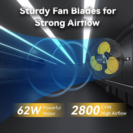 2PCS 12 Inch Wall Fan Pro Series - Indoor High Velocity Wall Mount Fan for Commercial, Residential, Warehouse, Covered Patio, Shop, Garage, Barn, Gazebo 3 Speed 2800 CFM UL Safety Listed