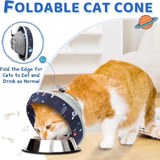 Cat Cone Collar Soft to Stop Licking, Adjustable, Foldable Lightweight Kitten Cones After Surgery Recovery for Cats & Kittens, Cat Cone Alternative (Grey, L)